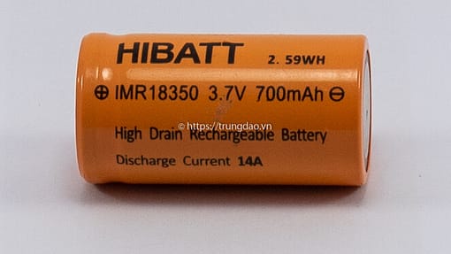 Pin HIBATT IMR18350 3.7V 700mAh (HIBATT IMR18350 3.7V 700mAh battery horizontal-side)